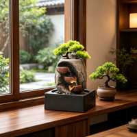 Ornement de relaxation pour la maison et le bureau, fontaine zen japonaise à 3 niveaux, pots en cascade, arbre bonsaï, pagode, décoration intérieure