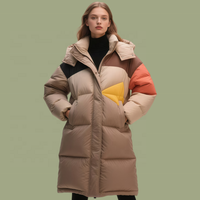 Veste d'hiver pour femme en duvet de canard blanc 90% personnalisé, OEM ODM, parka, manteau extra long, patchwork, à capuche