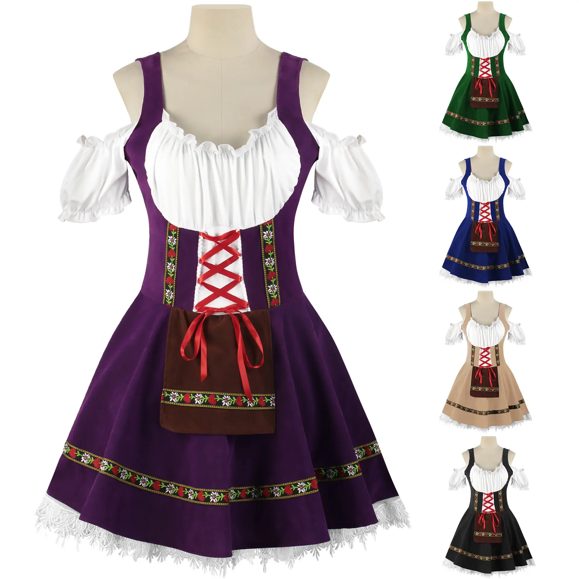 Traditionelle Paare Oktoberfest Kostüm Parade Taverne Barkeeper Kellnerin Outfit Cosplay Karneval Halloween Fancy Party Kleid