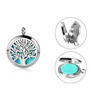 Essential Oil Diffuser Necklace | 18K PVD Gold Plated Stainless Steel | Tree of Life Aroma Diffuser Aromatherapy <b>Locket</b> Pendant - Product Image 6