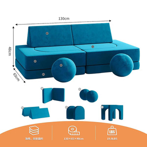 Blocs de construction en mousse pour enfants, canapé à assembler, jouets éducatifs en mousse haute compression à rebond rapide, bleu paon - Product Image 3