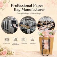 Sac cadeau en papier kraft naturel avec ruban, imperméable, forme trapézoïdale, impression personnalisée pour fleuristes, bougies, artisanat - Recyclable