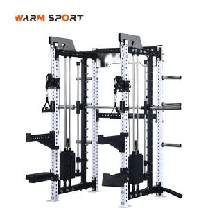 Professional Gym Equipment Multi Functional Trainer Smith Machine Squat Power Rack With Lat Pull-Down