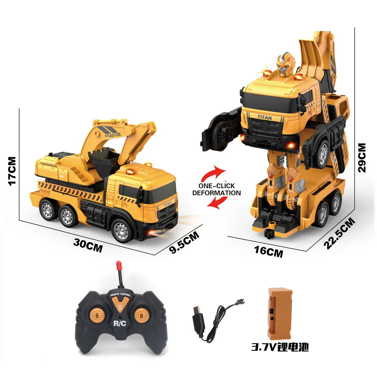 Hot Seller Electronic STEM Robot with LED lights & Spraying Function One Key Deformation Remote Control Construction Cars