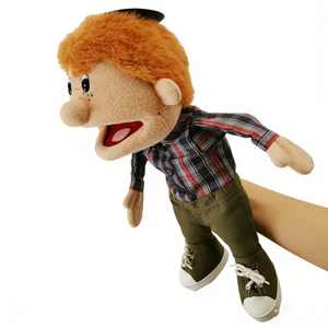 Marioneta de mano de ventrilogista, Marioneta de mano con boca móvil, Marioneta de peluche de niño humano, Marioneta de cuerpo completo - Product Image 4