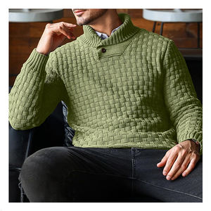 Pull-over d'hiver coupe ajustée pour hommes Pull épais et chaud à col haut Nouveau pull en tricot Pull à capuche et sweat-shirt pour hommes - Product Image 6