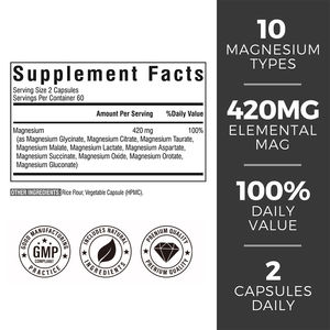 โรงงานผลิตแคปซูลแมกนีเซียมคอมเพล็กซ์แบบ10-in-1สำหรับเส้นประสาทของกล้ามเนื้อและการนอนหลับของหัวใจ - Product Image 3