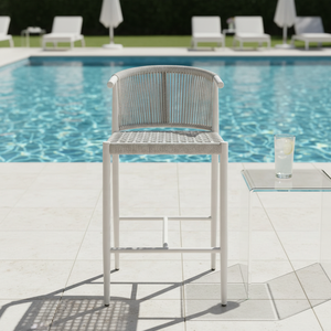 Sgabelli da <span class=keywords><strong>Bar</strong></span> Brio in Corda Intrecciata Leggera, Effetto Legno, in Alluminio, Altezza Bancone, per Hotel, Ristoranti, Cucine e <span class=keywords><strong>Bar</strong></span> - Product Image 6