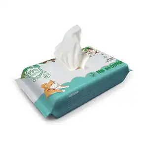 Lingettes pour animaux de compagnie en gros produit pour animaux de compagnie fourniture d'usine de matériel non tissé emballage OEM chat chien toilettage lingettes humides nettoyage lingettes pour animaux de compagnie