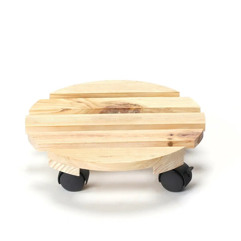 Carrito móvil de madera de pino para interior y exterior, maceta grande de 12 pulgadas con 4 ruedas y cerraduras