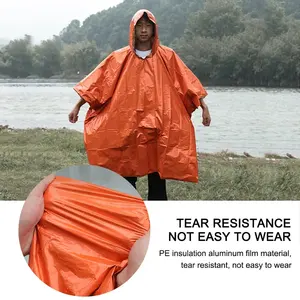 Imperméable Orange Imperméable à Capuche pour <span class=keywords><strong>Poncho</strong></span> Taille XL Imperméable Réfléchissant pour Sports de Plein Air-Randonnée Vélo Cyclisme Plastique Épais - Product Image 5