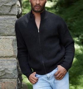 Cardigan di Lusso da Uomo con Zip in Puro Cashmere 100% a Costine Taglie Forti - Maglione in Lana e Cashmere con Logo Personalizzato - Product Image 5