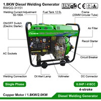 1.8KW Kleiner tragbarer Dieselmotor Power Elektrischer Schweiß maschinen generator 180A DC-Schweißer generator