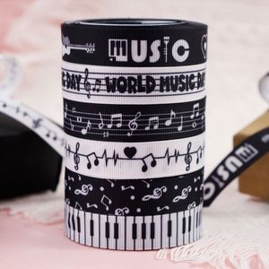Cinta de Grosgrain con Estampado de Notas Musicales de 1.6cm y 10 Yardas, Variedad de Diseños, para Envolver Regalos y Decoración de Eventos Musicales - Product Image 2