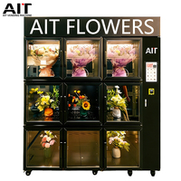 Distributeur automatique de fleurs AIT 24h/24, de petite et moyenne taille, avec compartiments de stockage, écran tactile et refroidissement par compresseur