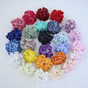 JAD, venta al por mayor, 26 colores, cabeza de flor de hortensia artificial, flor de hortensia de seda para arreglo floral de boda, decoración del hogar