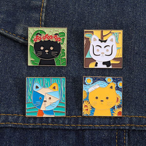 Creatieve Kat Olieverfschilderij Email Pins Van Gogh Art Painting Broches Rugzak Kleding Revers Badge Sieraden Cadeau Voor Vrienden - Product Image 3