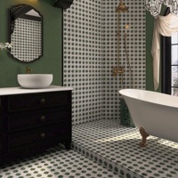 Carreaux de sol et de mur en céramique 600x1200mm, motif hexagonal 3D, aspect pierre multi-texturé, surface brillante antidérapante, pour entrepôt et salle de bain