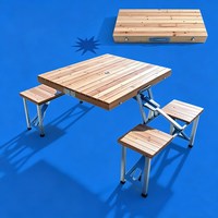 Ensemble table et bancs de pique-nique pliants en bois massif, design traditionnel, style valise compacte, pour camping extérieur, vente en gros