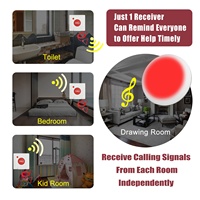 Sistema de Llamada de Emergencia Inalámbrico con Botón de Cuerda SOS y Luz Receptora, Alarma de Llamada para Enfermeras en Baños, para Hogares de Ancianos y Hospitales