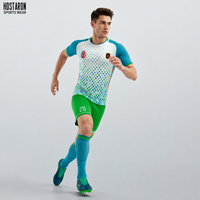 Seragam Sepak Bola Sublimasi HOSTARON Custom Club, Hijau Hitam Bergaris, Dewasa, Jersey Sepak Bola Kasual untuk Anak Muda