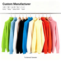 VELAN Benutzerdefiniertes Logo Herbst Winter Eleganter Locker Sitzender Weißer Warmer Langarm Rollkragen Einfarbiger Damen-Pullover