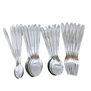 Customized Sets Solid Thick Round 304 Stainless Steel Flatware Eating Kitchen Spoons Forks