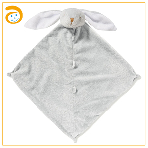 Manta de Seguridad de Felpa Suave con Conejito para Bebés Recién Nacidos - Juguete Reconfortante de Conejo Gris con Esquinas Anudadas - Product Image 1