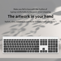 Haute qualité moderne ergonomique Rechargeable personnalisé 2.4G USB BT sans fil pleine taille clavier mince silencieux en Stock pour le bureau