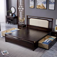 Lit Moderne en Bois Massif 1,5M 1,8M Réglable avec Revêtement en Cuir Véritable Écologique pour Chambre Parentale et Chambres d'Hôtes – Vente Directe Usine