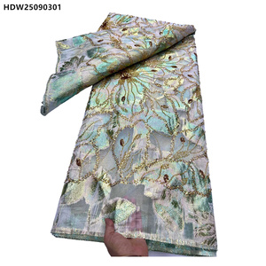 Tessuto Broccato Floreale <span class=keywords><strong>di</strong></span> Alta Qualità con Perline, Lussuoso Ricamo Dorato, Tessuto Jacquard in <span class=keywords><strong>Organza</strong></span> <span class=keywords><strong>per</strong></span> <span class=keywords><strong>Abiti</strong></span> - Product Image 5