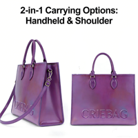 Sac à main de soirée grande capacité en PU imperméable, violet irisé tendance, avec logo personnalisé 2026, gaufré et bandoulière réglable