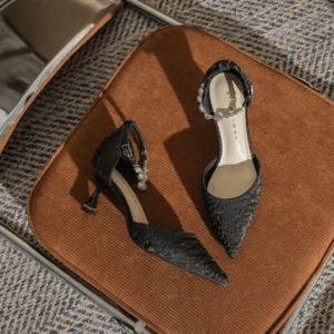 Chaussures à talons pour femmes, sexy, style club, à enfiler, en satin, effet gelée, avec strass et paillettes, à bout ouvert, montantes, pour l'automne et l'été, modèle intemporel - Product Image 6