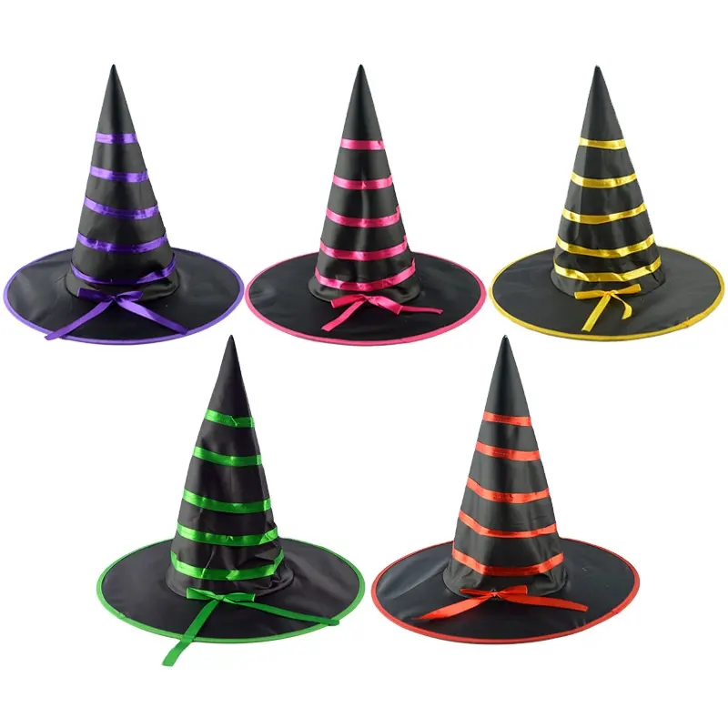 Chapeau de magicien de sorcière d'Halloween chapeau de magicien coiffe de performance de bal chapeau de ruban noir
