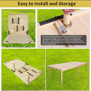 Table de pique-nique en pin portable de style boho pour la plage en plein air, barbecue, camping-décoration intérieure, table de pique-nique printanière en plein air, <span class=keywords><strong>idée</strong></span> cadeau - Product Image 6