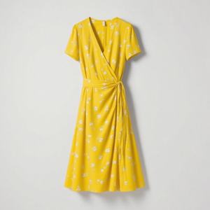Robe portefeuille florale à contraste élevé pour femmes, col en V, taille nouée, longueur genou, pour le travail, le dîner et le soir - Product Image 6