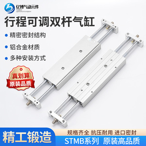 Cilindro Neumático de Carrera Ajustable Stmb 10 16 20 25 50x100x150 de Doble Vástago con Cuerpo de Aluminio, Cilindro General - Product Image 2