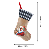 Peinture diamant DIY avec motifs Père Noël et chaton, motif rond, pour chaussette de Noël, sac à bonbons de Noël et décoration suspendue pour sapin de Noël