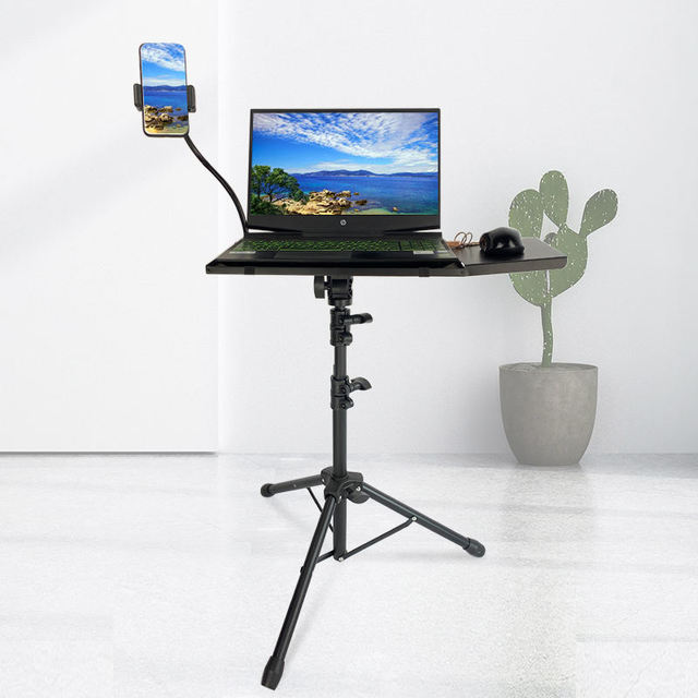 Universal Portable Folding Table Extendable Feature Phone Usage Adjustable 18 to 47 Inch Metal Laptop Projector Tripod Stand