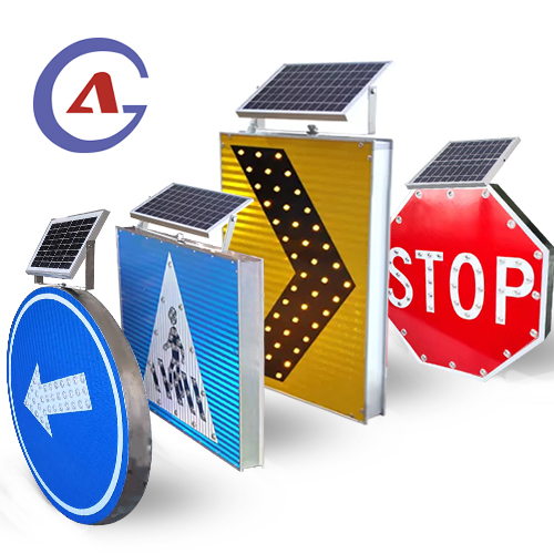 Road Safety Signal Board Flashing Solar Powered Led Traffic Sign