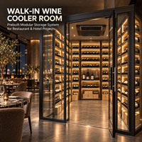 Cave à vin sur mesure Minghou, chambre à vin préfabriquée, système de stockage de vin modulaire pour projets de restaurants et d'hôtels
