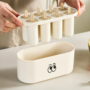 Shengleju Ice Cream <b>Mold</b> Plastic Square 6 Round 8 <b>Popsicle</b> <b>Molds</b> Food Grade Household Use Beige - Product Image 3