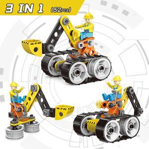 Jouets de construction 3-en-1 en plastique pour enfants : Modèle d'excavatrice à assembler avec vis et écrous, pour l'entraînement de la motricité fine et l'apprentissage de l'ingénierie - Product Image 3