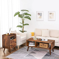 Table de chevet moderne en bois massif marron chaud avec porte à poignée interchangeable, meuble de chambre à coucher pour appartement