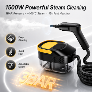 เครื่องทำความสะอาดไอน้ำแบบมือถือ 1500W แรงดันสูง 3 บาร์ พร้อมถังน้ำ 1600 มล. สำหรับทำความสะอาดบ้าน ห้องครัว ห้องน้ำ - Product Image 3