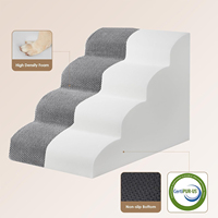Rampa curva para perros para camas altas, escalones de 4 peldaños para perros y gatos, escalera para mascotas para subir a camas altas, escalón antideslizante y equilibrado para mascotas