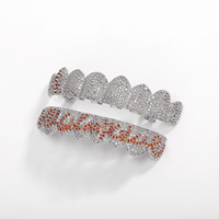Grillz Hip Hop 8 Dents Entièrement Micro-Pavé en Zircon Cubique, Plaqué Or Véritable, Bijou Dentaire pour Rappeur, Accessoire Buccal, Vente en Gros