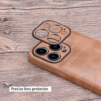 DL 2024 nouveaux matériaux étui de téléphone en cuir de crocodile en relief étui de téléphone de veste bouffante élégante pour iPhone 13 mini pro max