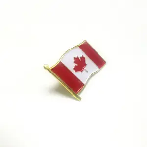 カナダ国旗の形のピンブローチ、プレミアムフィールソフトエナメルメタルブローチ、ニッチフラッグブローチ、バタフライボタン、スーツアクセサリーピン