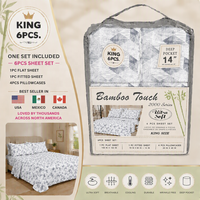 Ensemble de draps en microfibre imprimés sur mesure, 6 pièces, faible MOQ, taille Queen et King, pour fournisseur OEM ODM